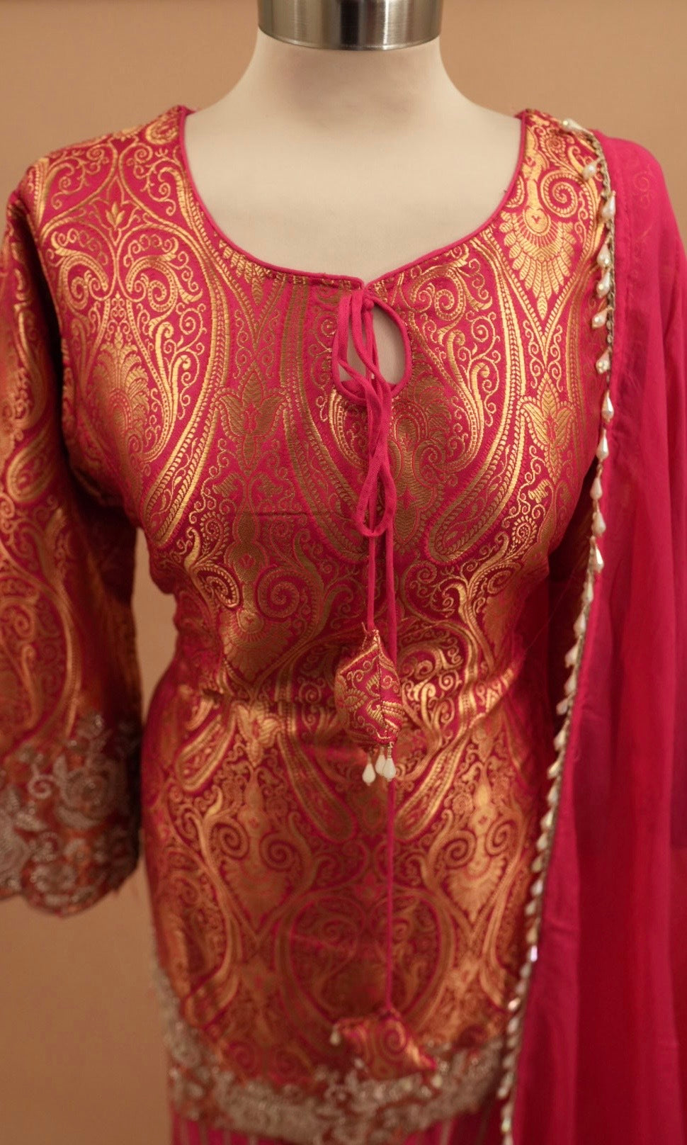 Elegant Style Party Wear Farshi Pant Suit Magenta Color With Dupatta
