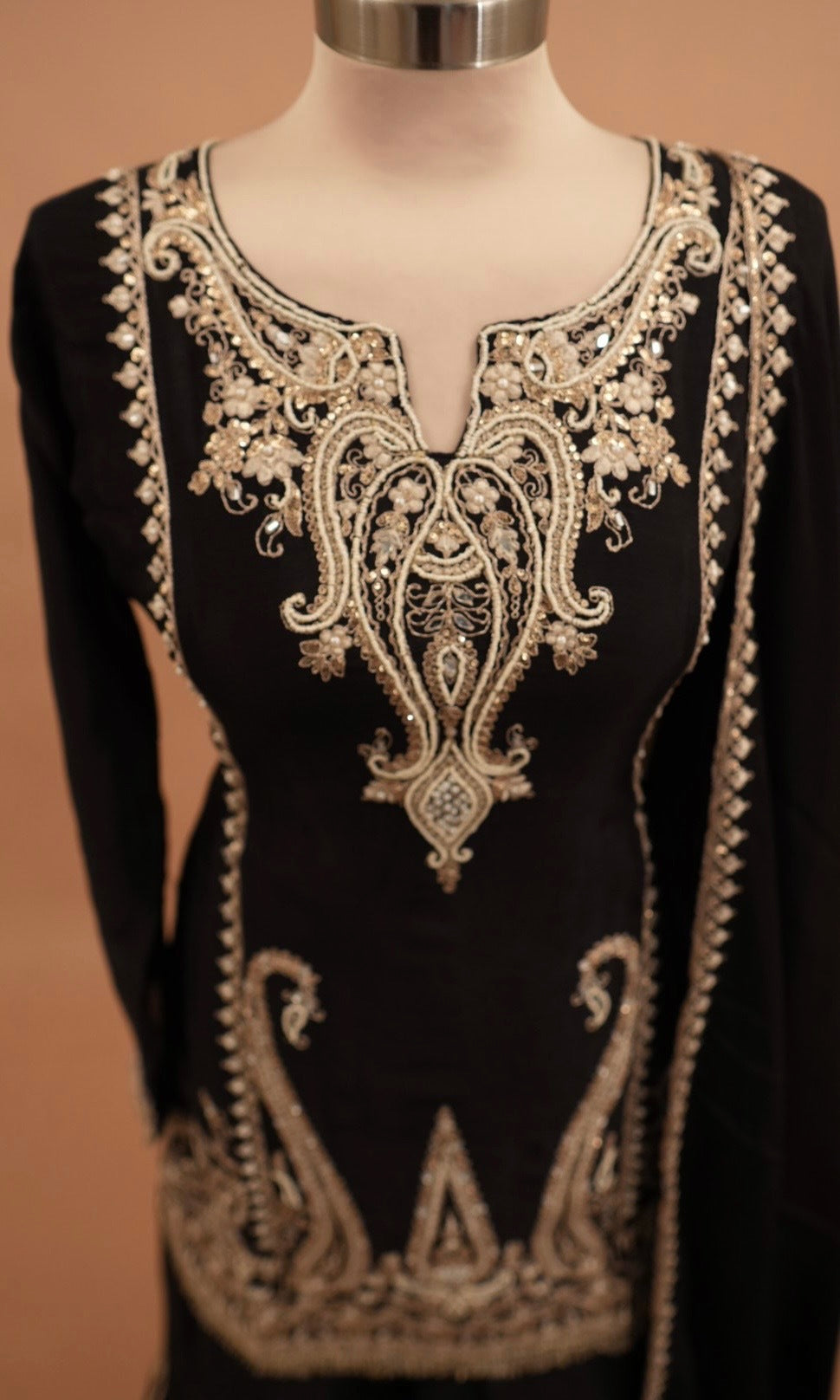 Hand Work Embroiderey Black Color Party Wear Palazzo Suit