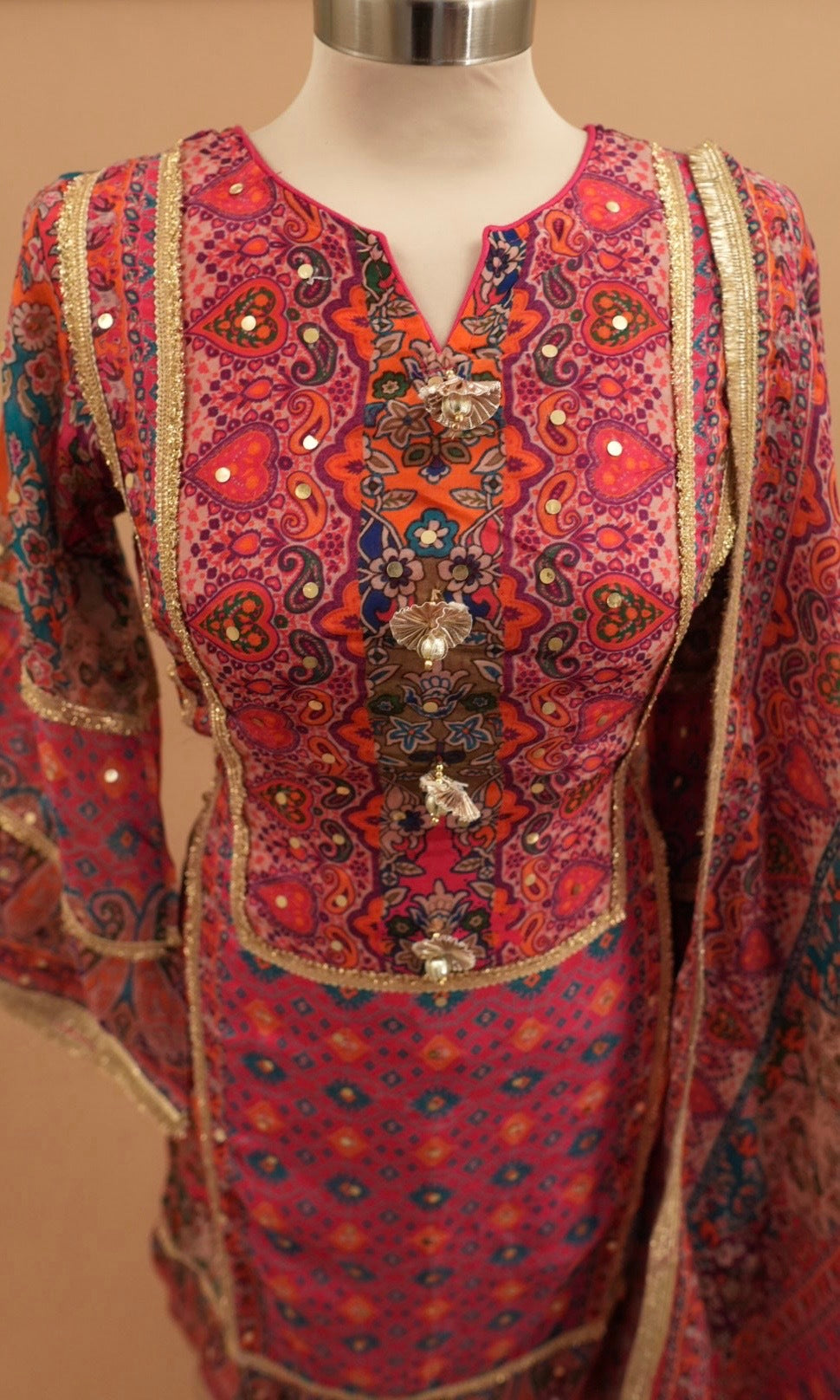 Light Weight Magenta Multicolor Farshi Salwar Suit