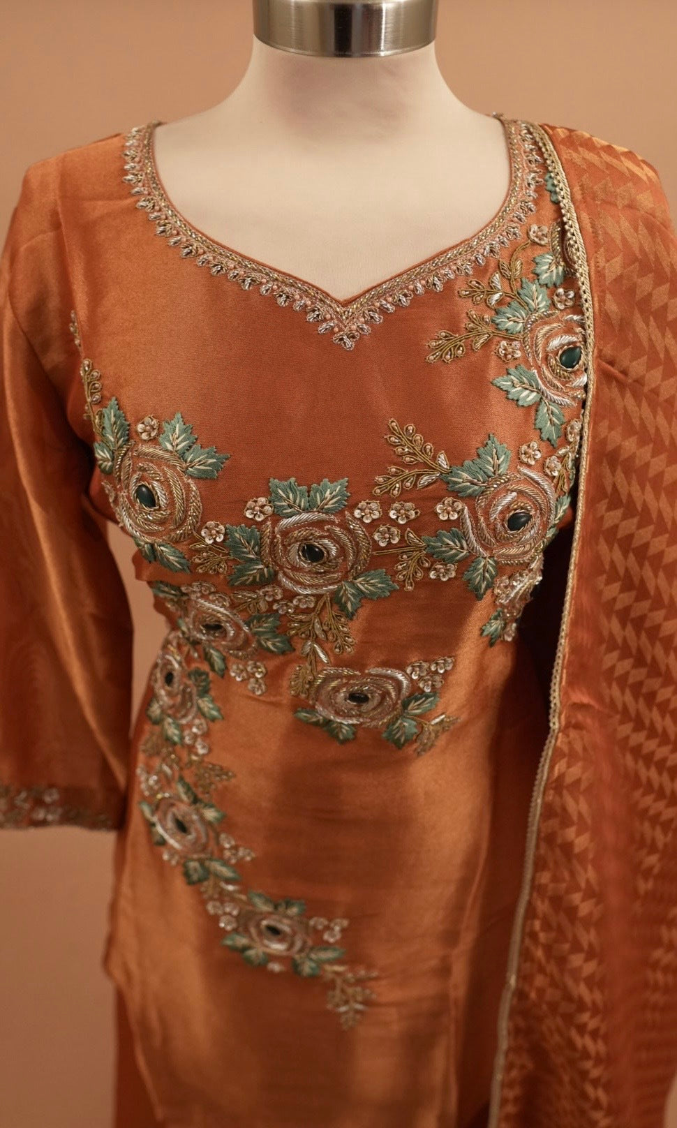 Shimmer Silk Fabric Elegant Style Party Wear Palazzo Suit