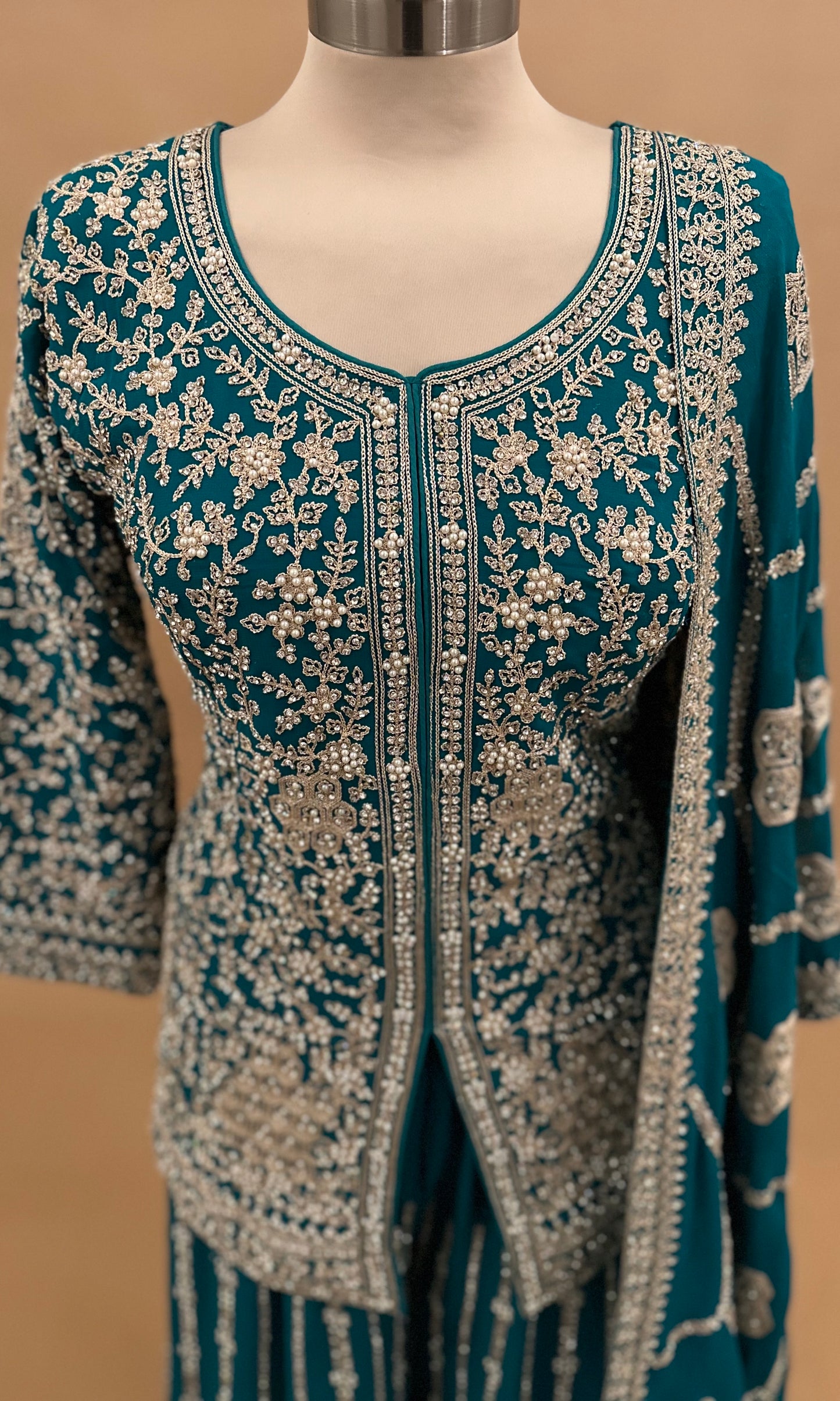 Short Kameez Indo Western Heavy Party Wear Palazzo Suit In Blue color With Dupatta