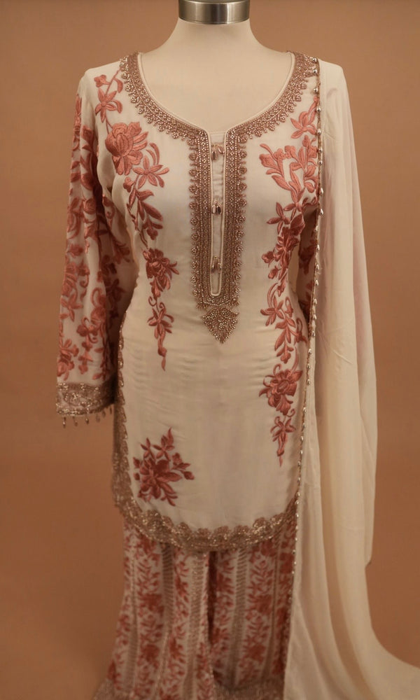 Beads Work Embroiderey Dasheen Fabric Palazzo Pant Suit