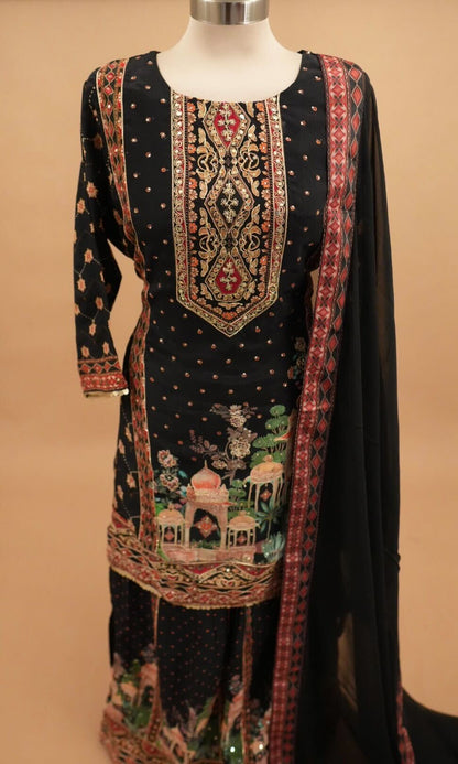 Black Sharara Suit