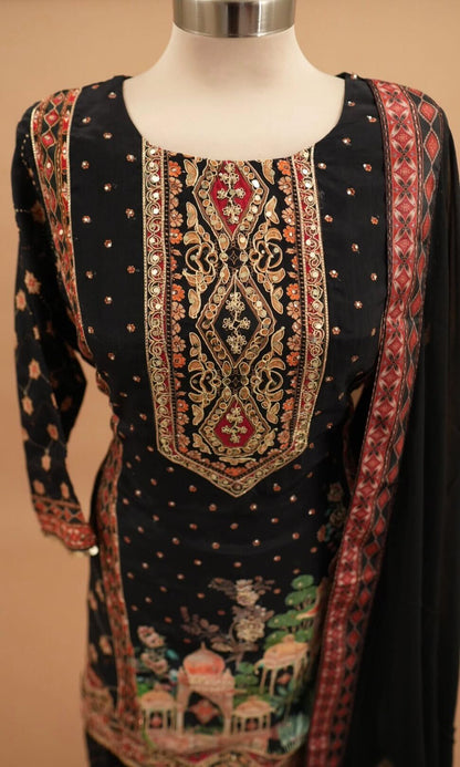 Black Sharara Suit