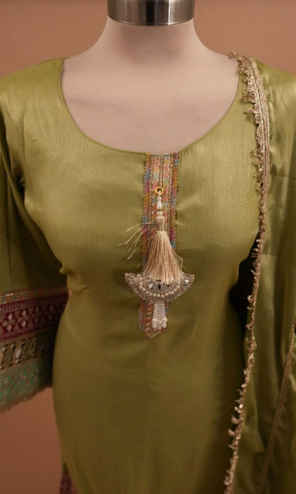 Green Crepe Suit
