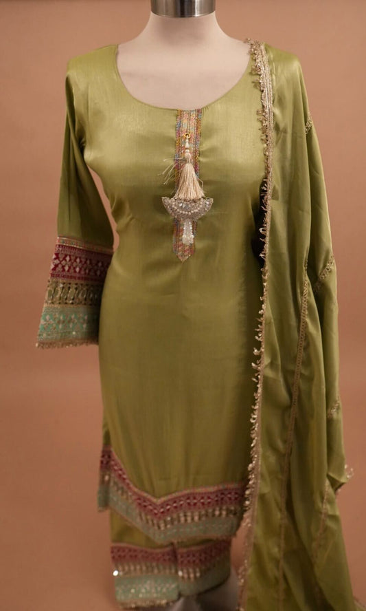 Green Crepe Suit
