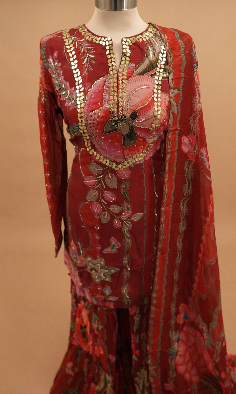 Dasheen Fabric Elegant Style Party Wear Sharara Suit With Dupatta