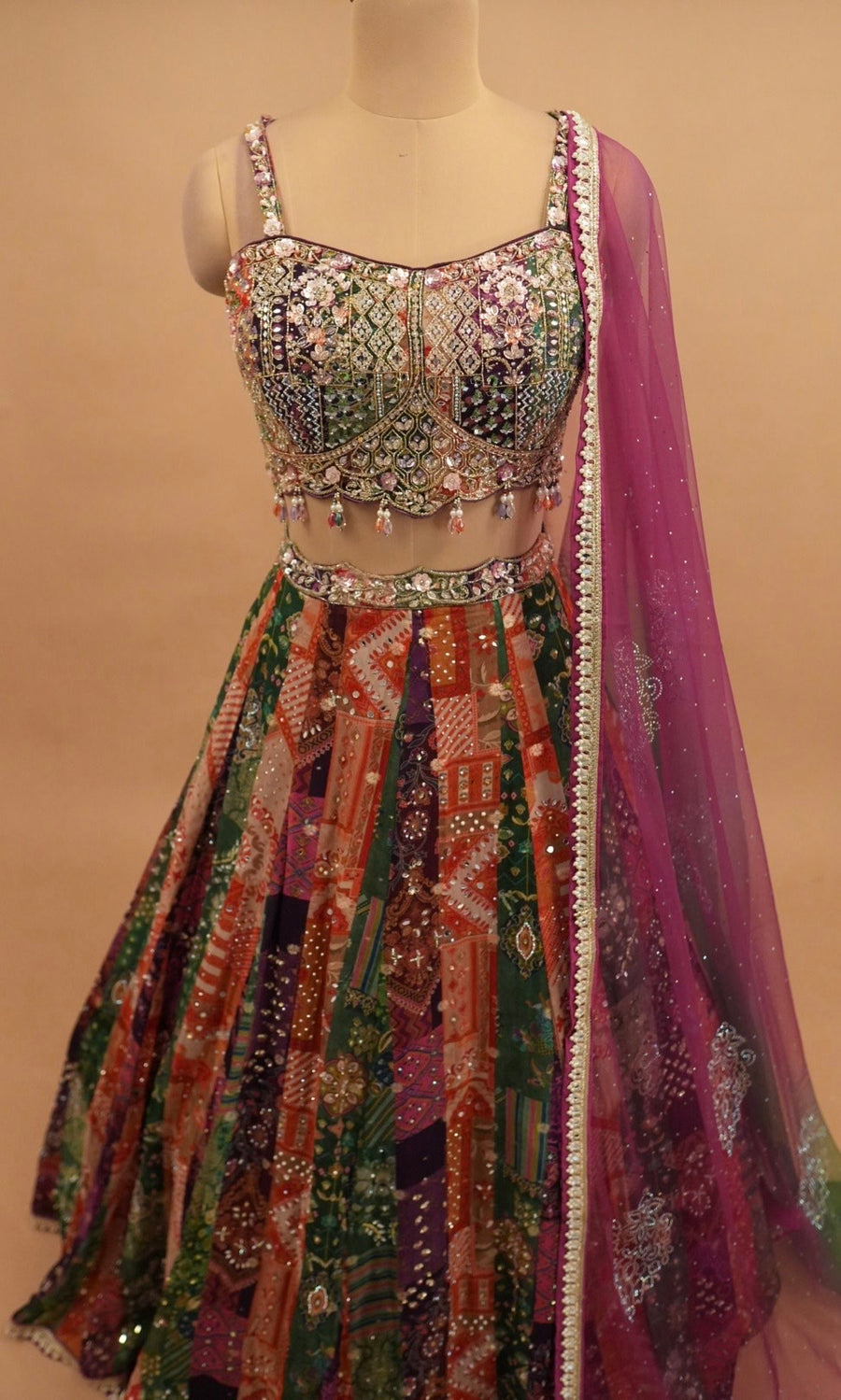 Multicolor Dasheen Fabric Designer Party Wear Lehenga Choli Set With Dupatta