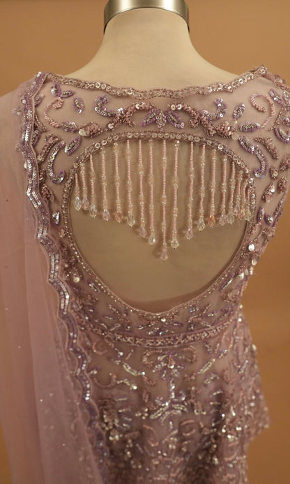 Rose Gold Color Hand Work Embroidery Elegant Style Designer Palazzo Suit