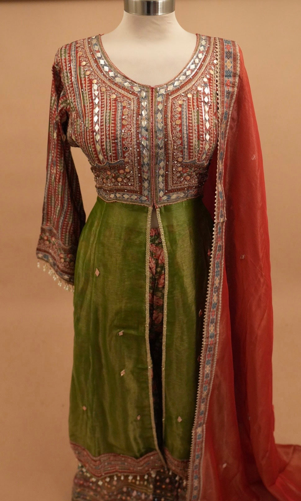 Indo Western Dasheen Fabric Multicolor Party Wear Palazzo Suit