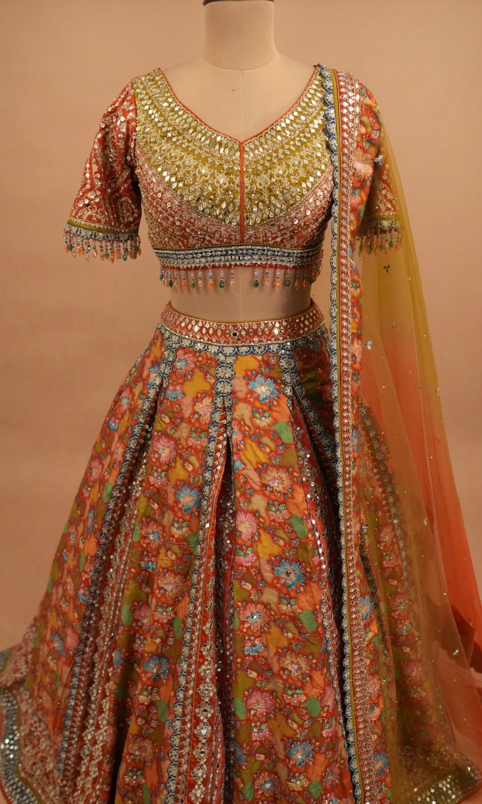Multicolor Dasheen Fabric Designer Party Wear Lehenga Choli Set