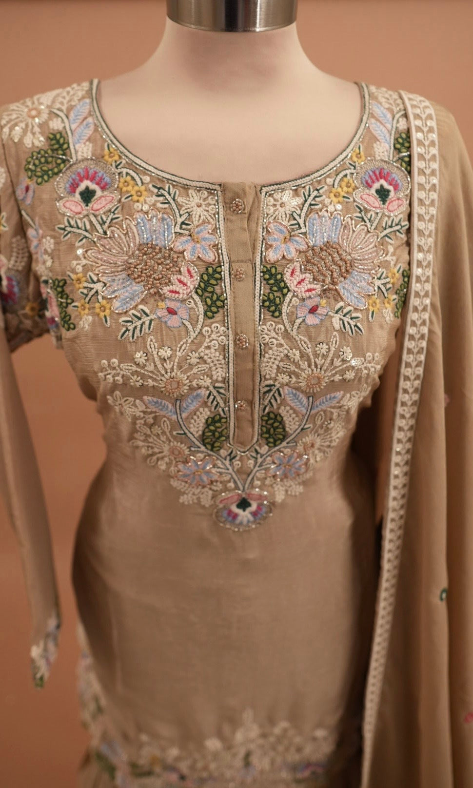 Chinon Fabric Elegant Style Party Wear Sharara Suit