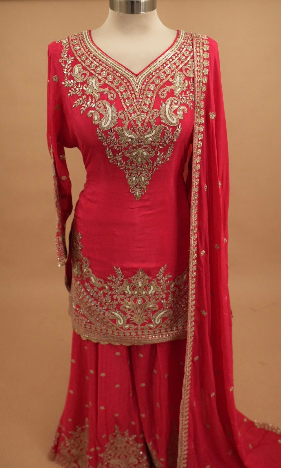 Pure Silk Fabric Magenta Color Party Wear Palazzo Suit
