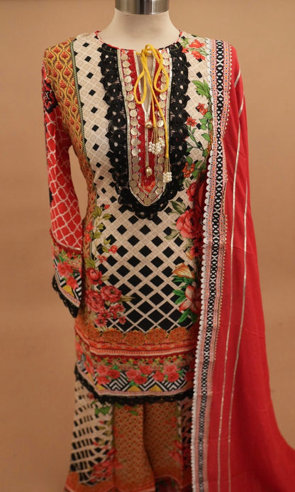 Dasheen Fabric Contrast Colors Elegant Style Palazzo Pant Suit