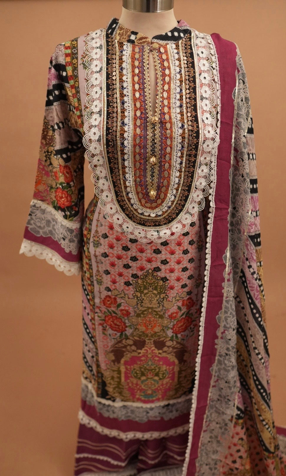 Dasheen Fabric Contrast Colors Elegant Style Palazzo Pant Suit