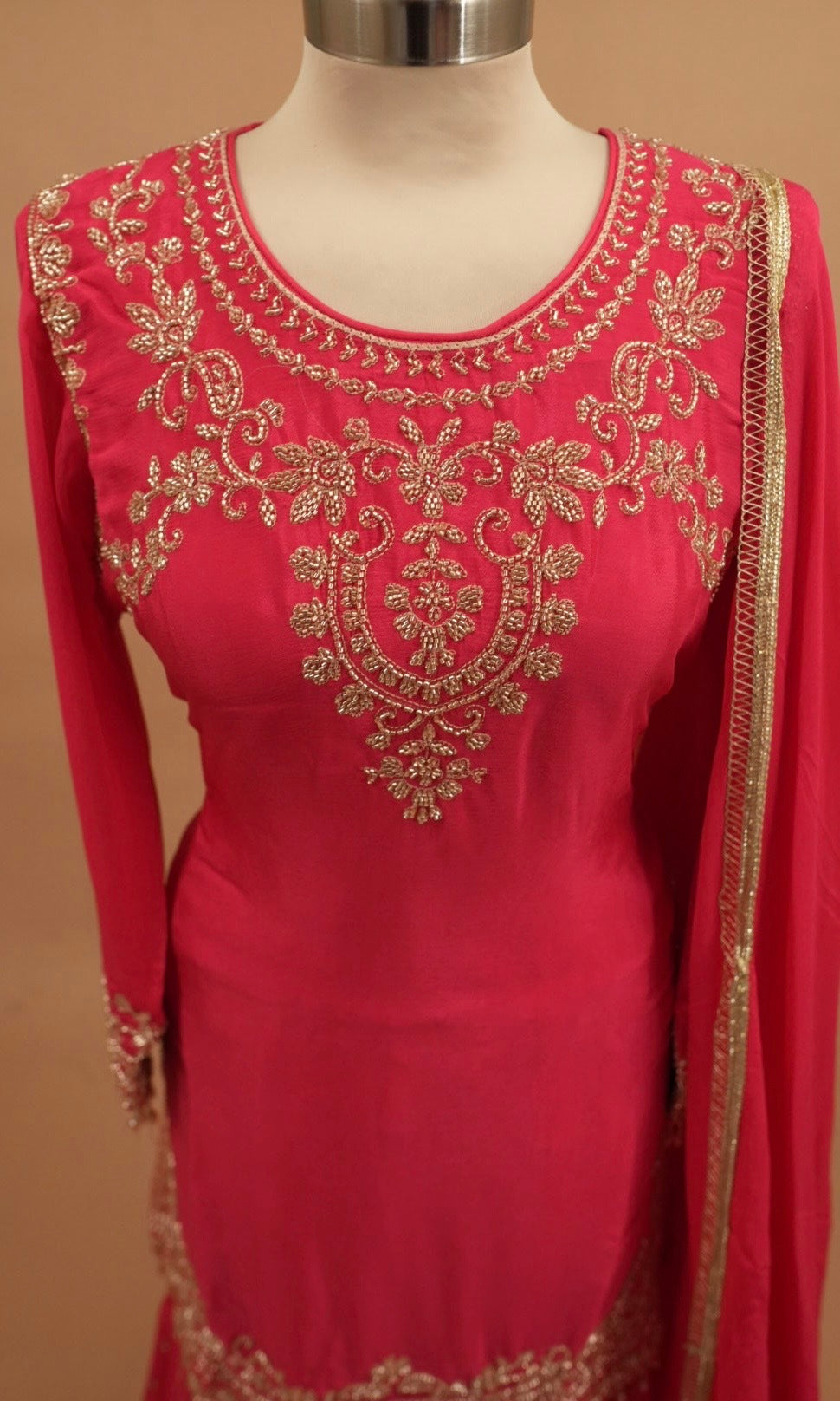 Magenta Color Dasheen Fabric Party Wear Palazzo Suit