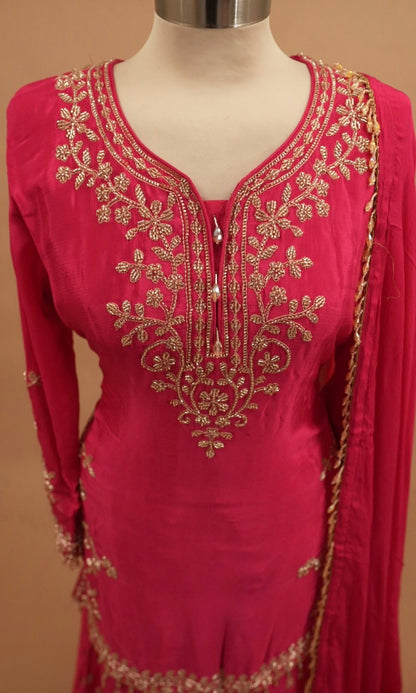 Dasheen Fabric Magenta Color Party Wear Palazzo Suit
