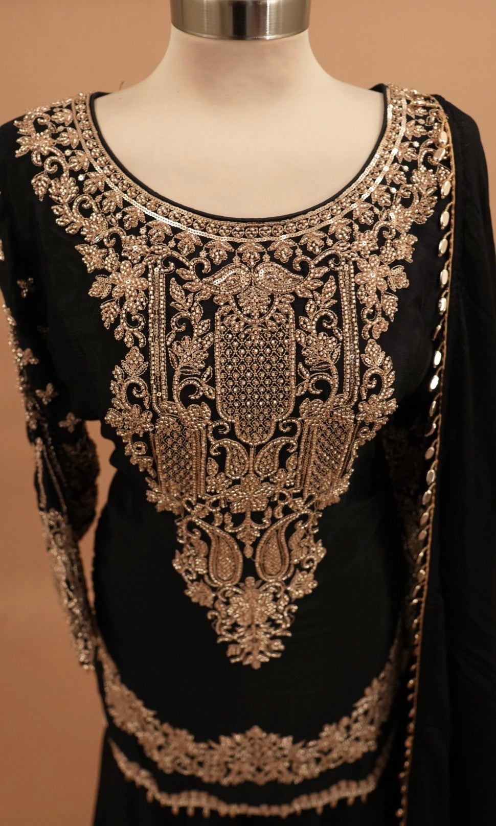Beads Work Embroiderey Black Color Party Wear Palazzo Suit