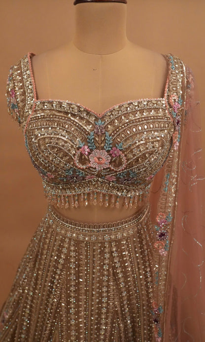 Heavy Embroidered Net Fabric Party Wear Lehenga Choli Set