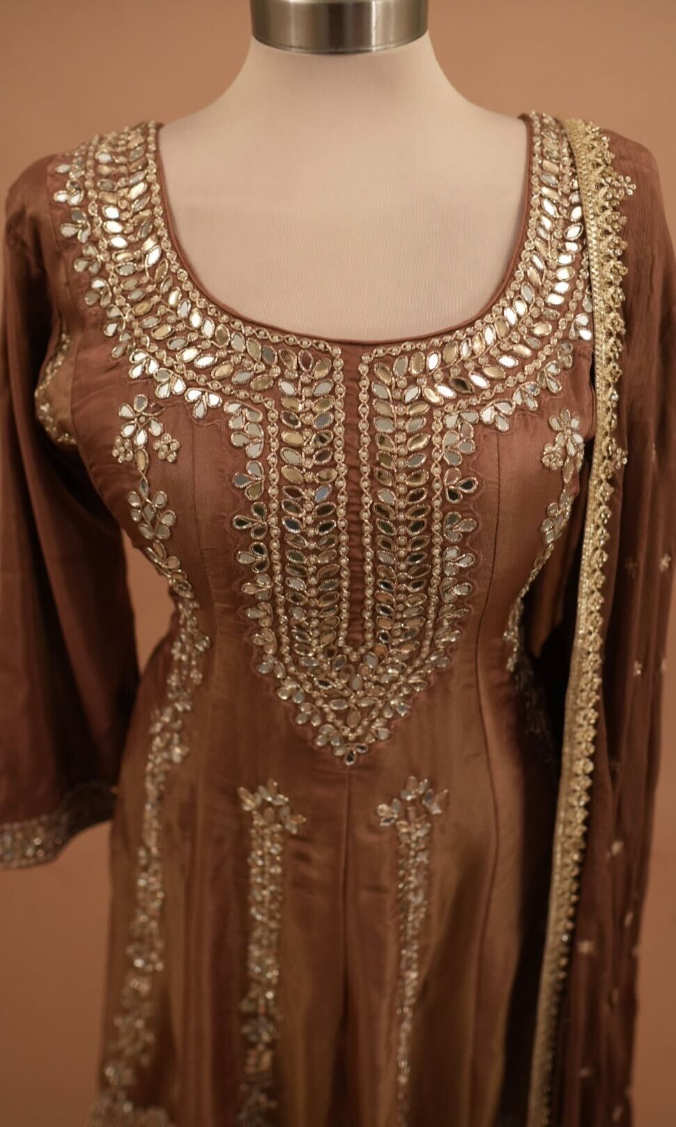 Shimmer Silk Fabric Heavy Mirror Work Embroiderey Palazzo Suit