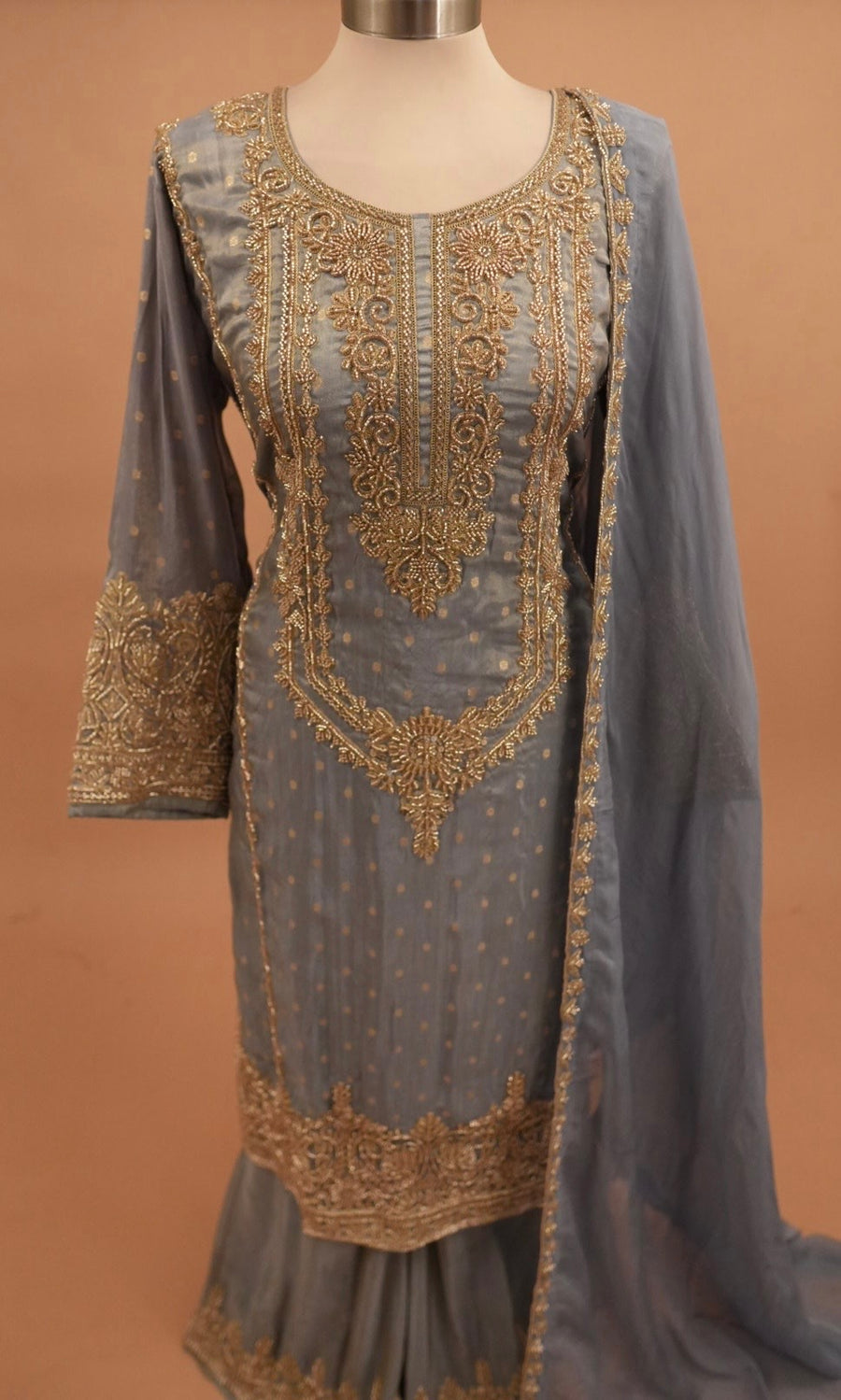 Blue Color Long Kameez Suit With Pants On Bottom Bnarsi Silk Fabric