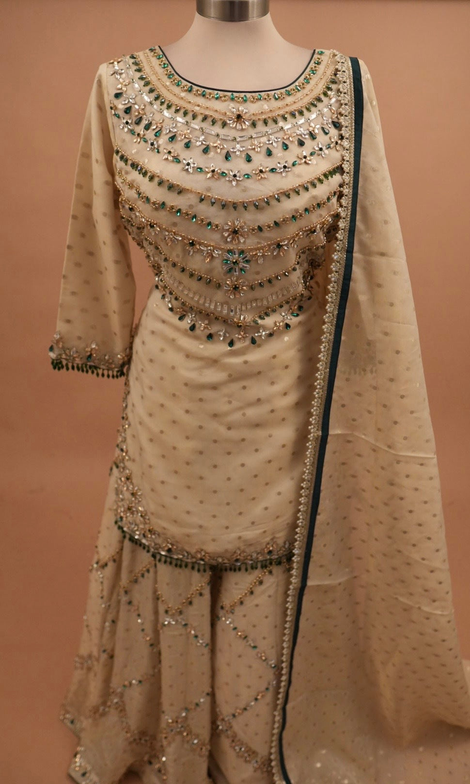 Champagne Color Designer Party Wear Hand Work Embroiderey Palazzo Suit