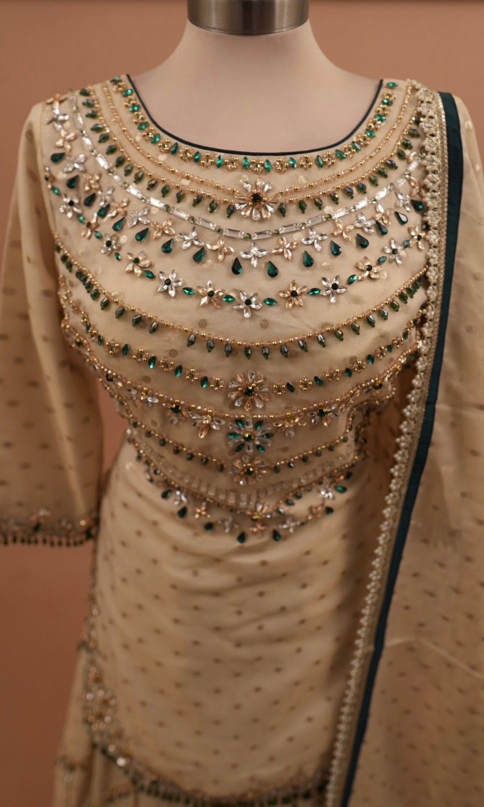 Champagne Color Designer Party Wear Hand Work Embroiderey Palazzo Suit