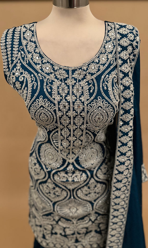 Teal Blue Sharara Suit 