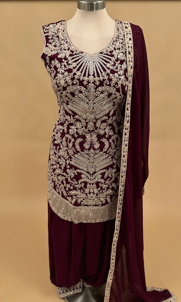 Afghani Wine Color Salwar Suit