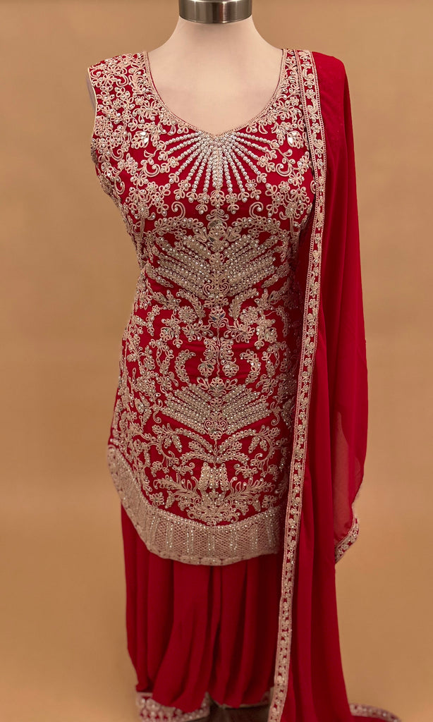 Women's Afghani Red Salwar Suit 