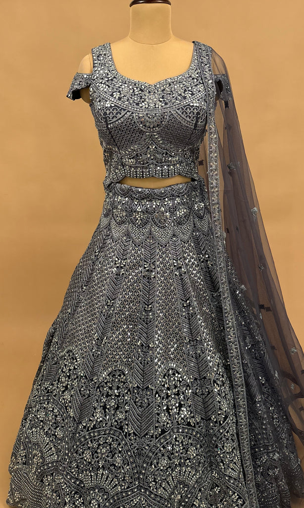 Dark Grey Color Lehenga Suit