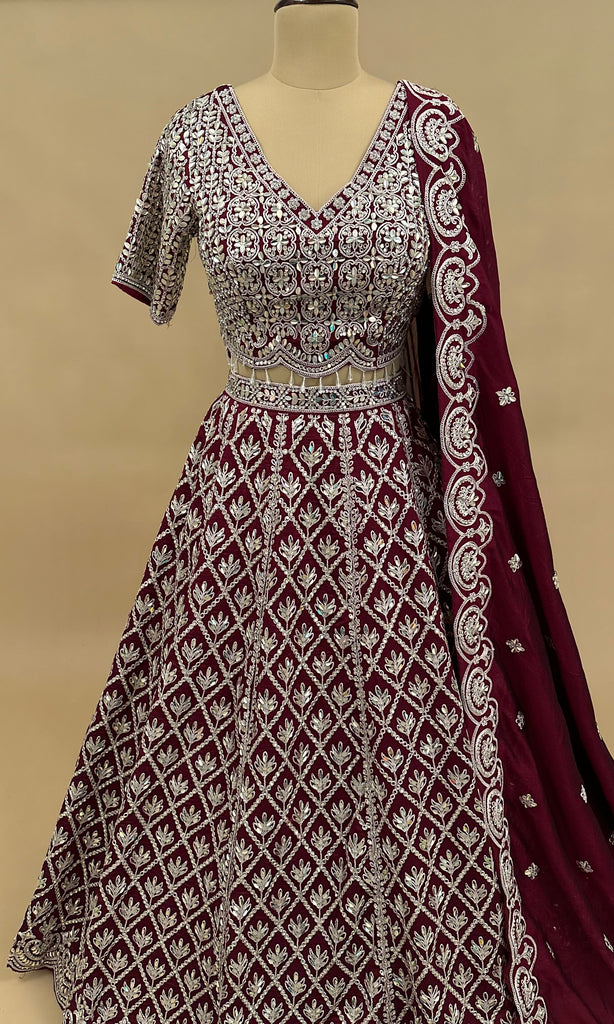 Maroon Embroiderey Lehenga