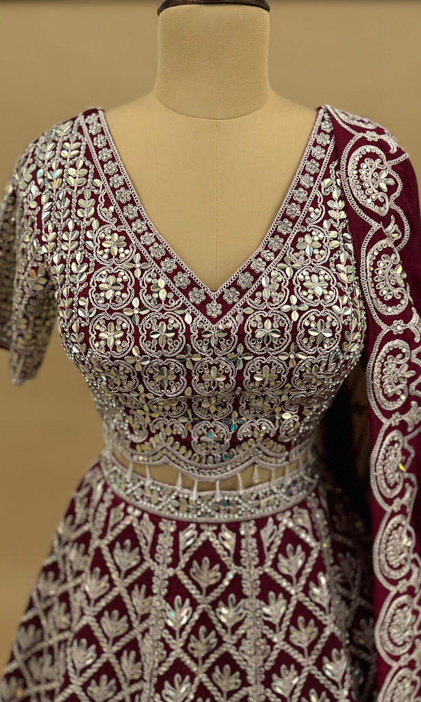 Maroon Embroiderey Lehenga