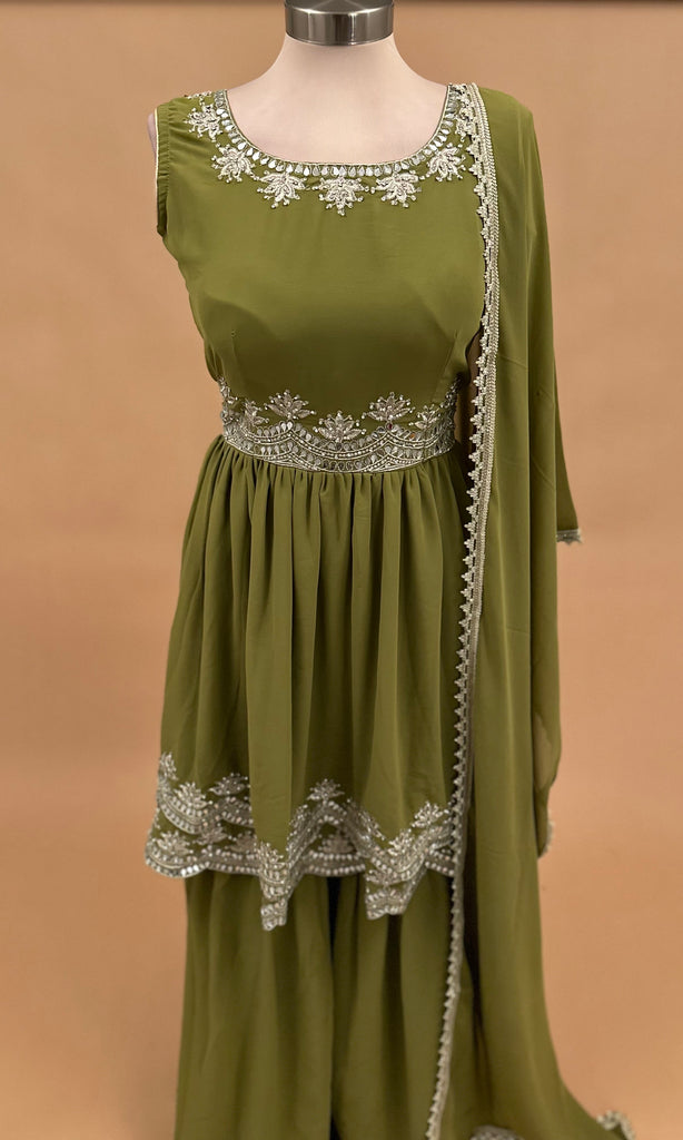 Women's Green Color Sharara Suit